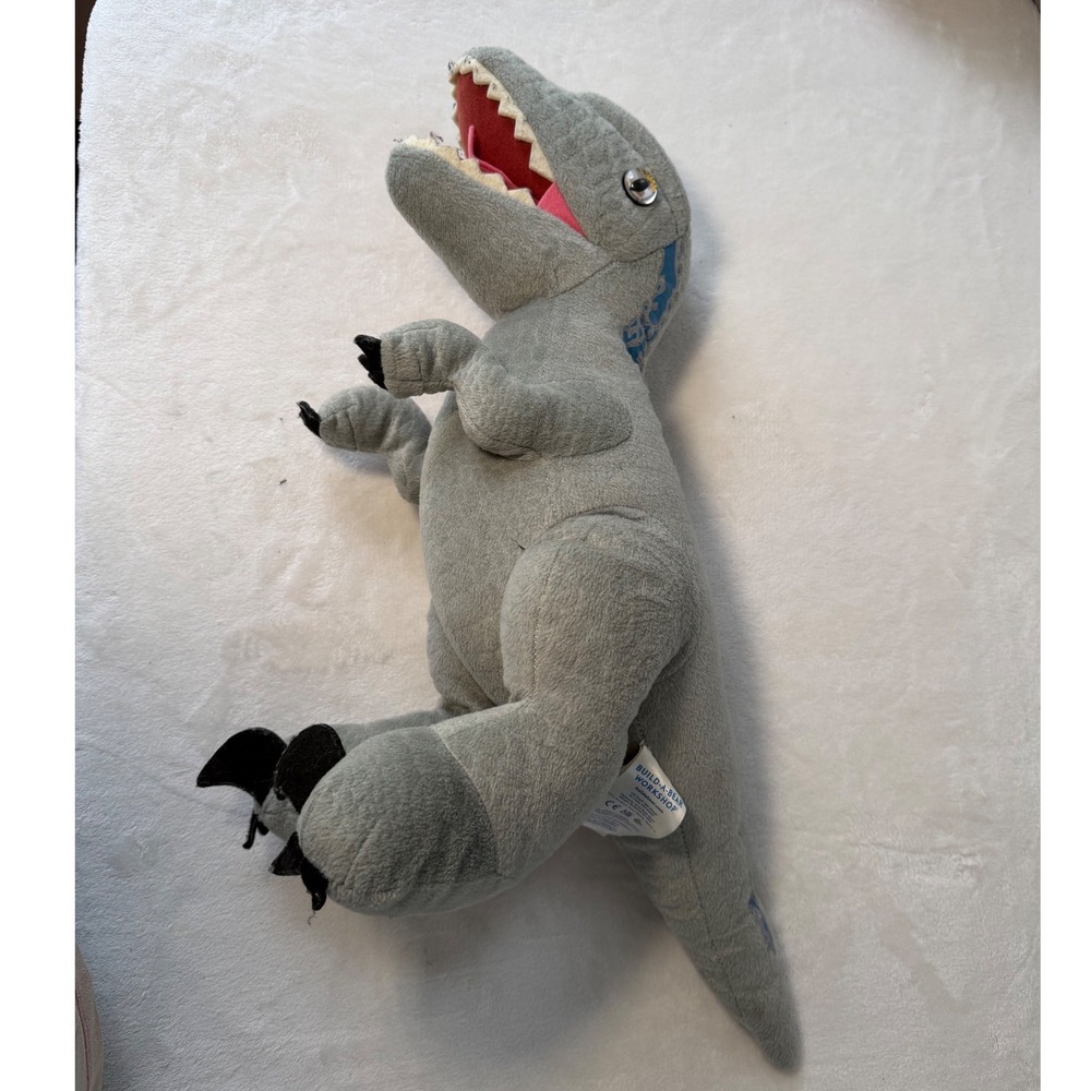 Build-A-Bear Jurassic World Velociraptor Blue Dinosaur Plush Stuffed Animal Grey